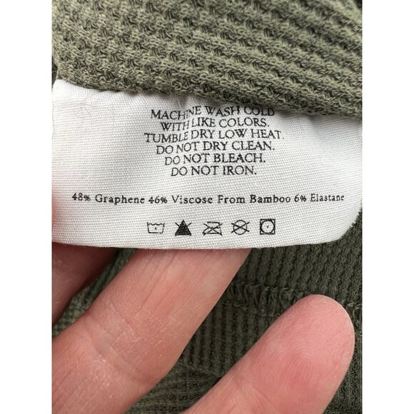 Cozy Earth army green waffle knit short slv tshirt M comfy oversized bamboo - Picture 5 of 9